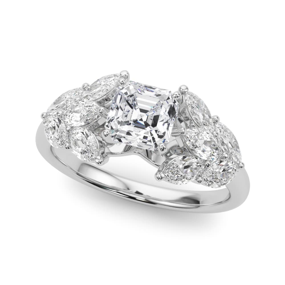 MQ SIDE STONES ENGAGEMENT RING — style 85366 in 10k White Gold