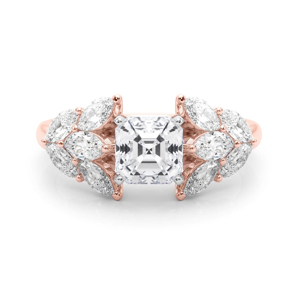 Mq Side Stones Engagement Ring, style 85366, On hand view in rose gold