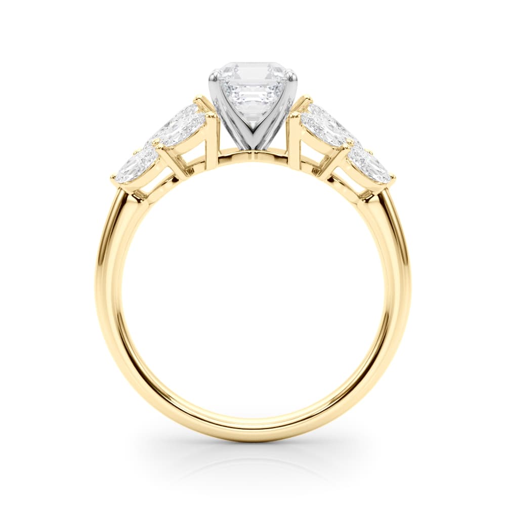 Mq Side Stones Engagement Ring, style 85366, Side view in yellow gold