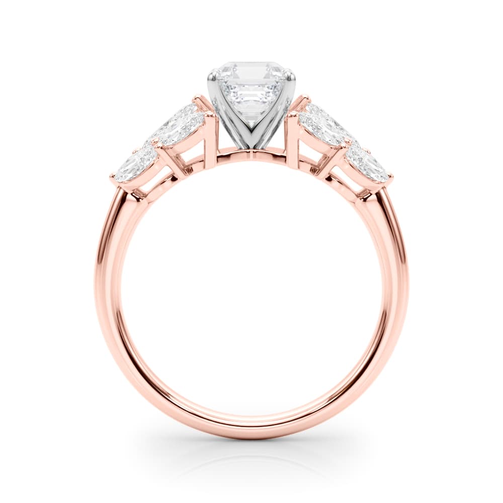Mq Side Stones Engagement Ring, style 85366, Side view in rose gold