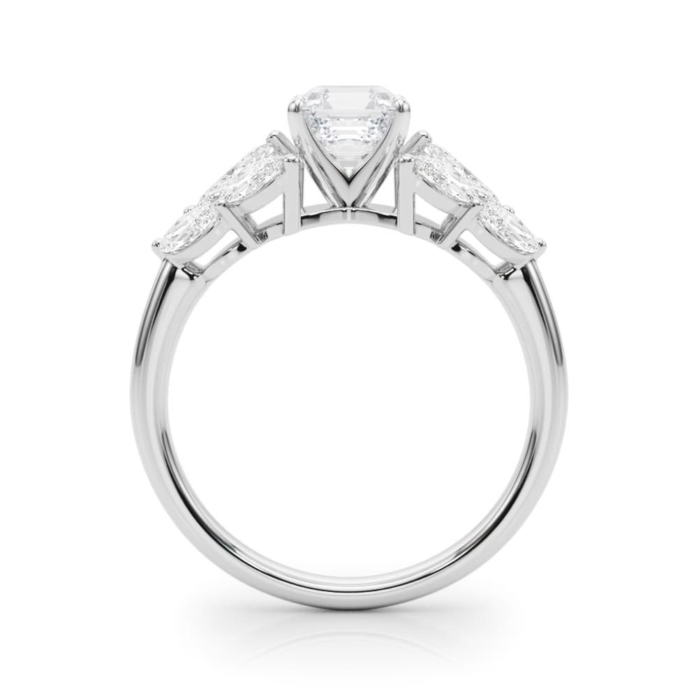 Mq Side Stones Engagement Ring, style 85366, Side view in white gold or platinum