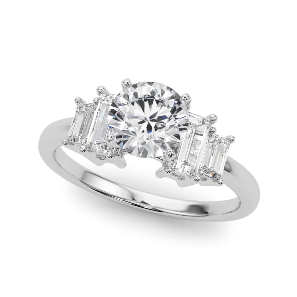 Contemporary Style Baguette Shape Engagement Ring — style 85368 in 10k White Gold