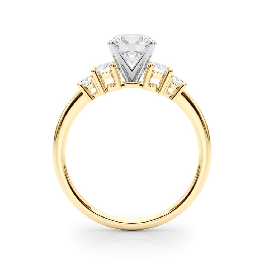 Contemporary Style Baguette Shape Engagement Ring, style 85368, Side view in yellow gold