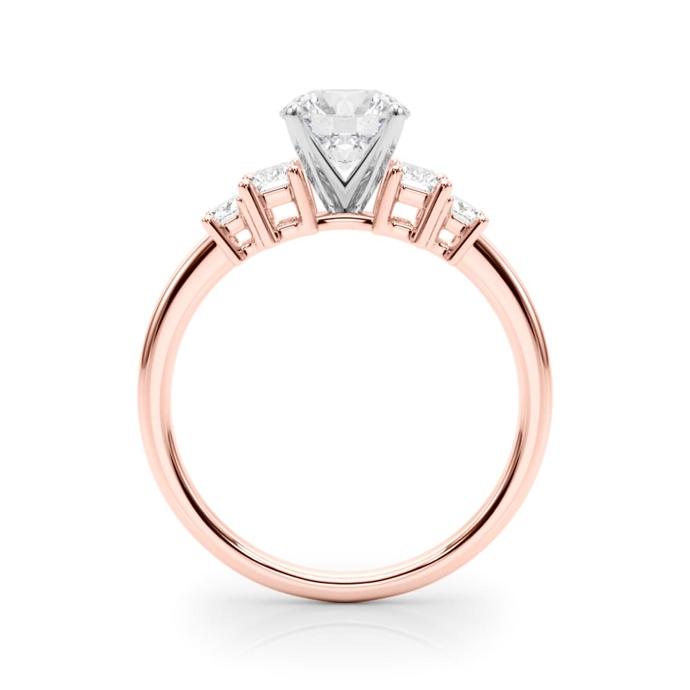 Contemporary Style Baguette Shape Engagement Ring, style 85368, Side view in rose gold