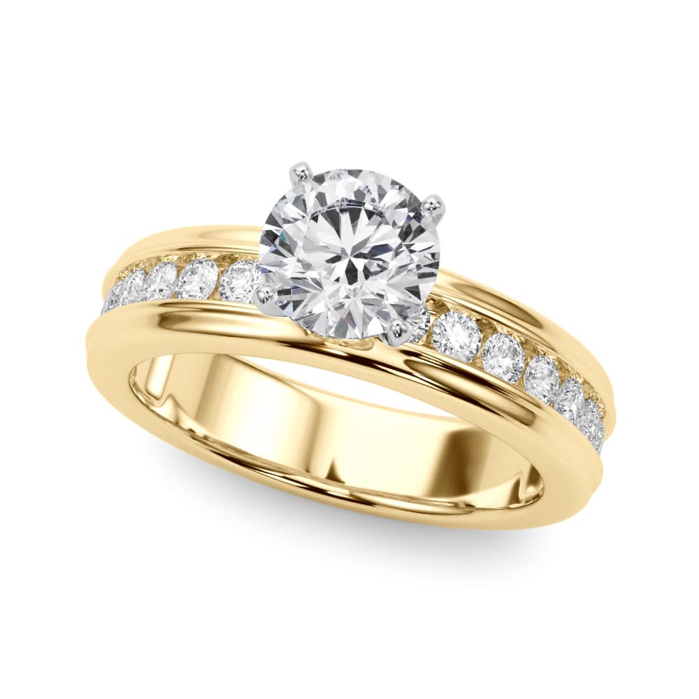Channel Set Engagement Ring, style 85369, Front view in yellow gold