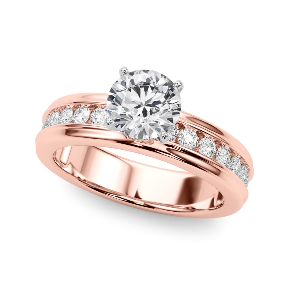 Channel Set Engagement Ring, style 85369, Front view in rose gold