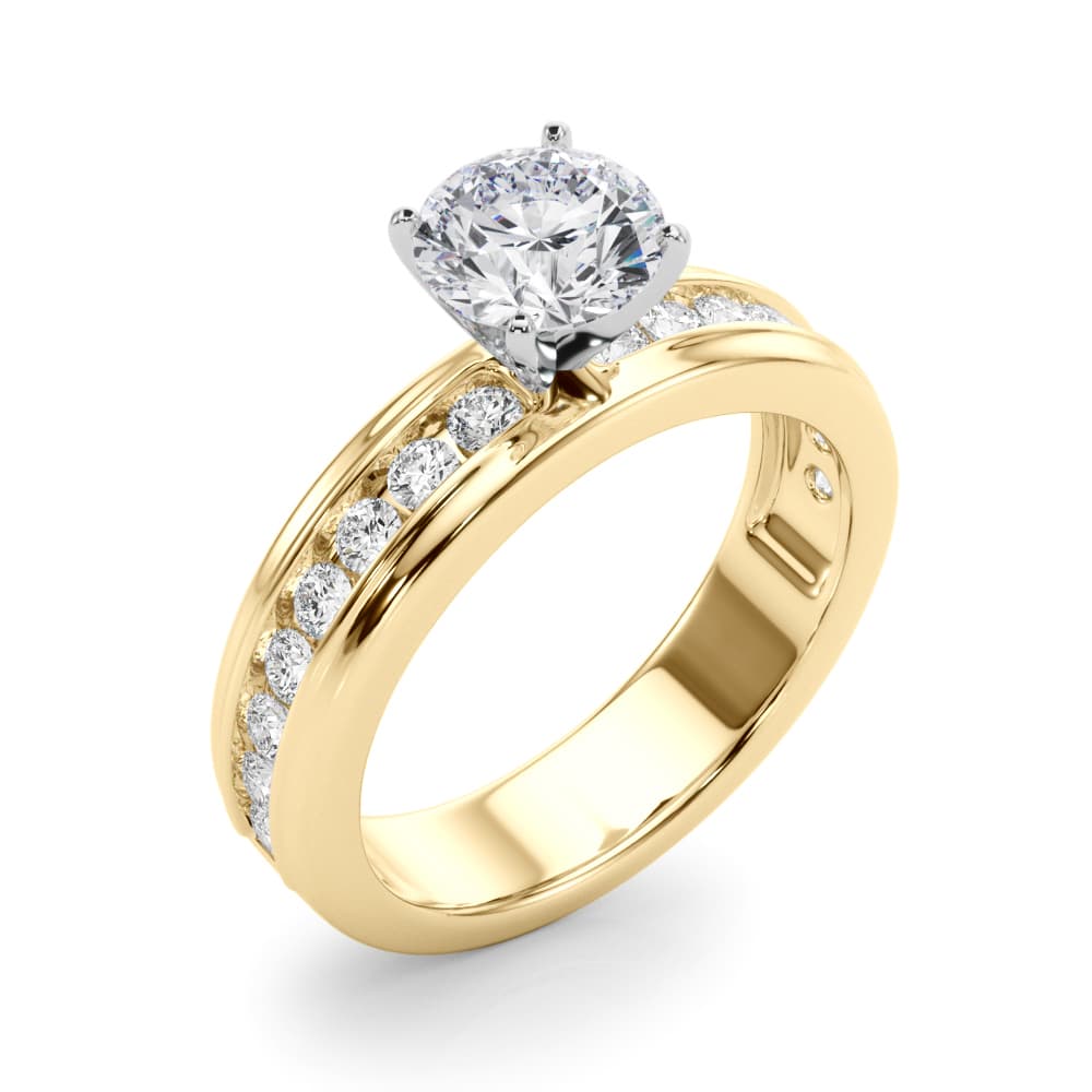 Channel Set Engagement Ring, style 85369, Angle view in yellow gold
