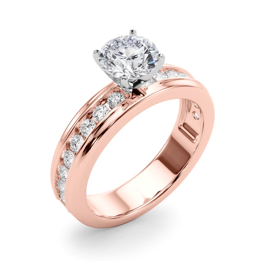 Channel Set Engagement Ring, style 85369, Angle view in rose gold
