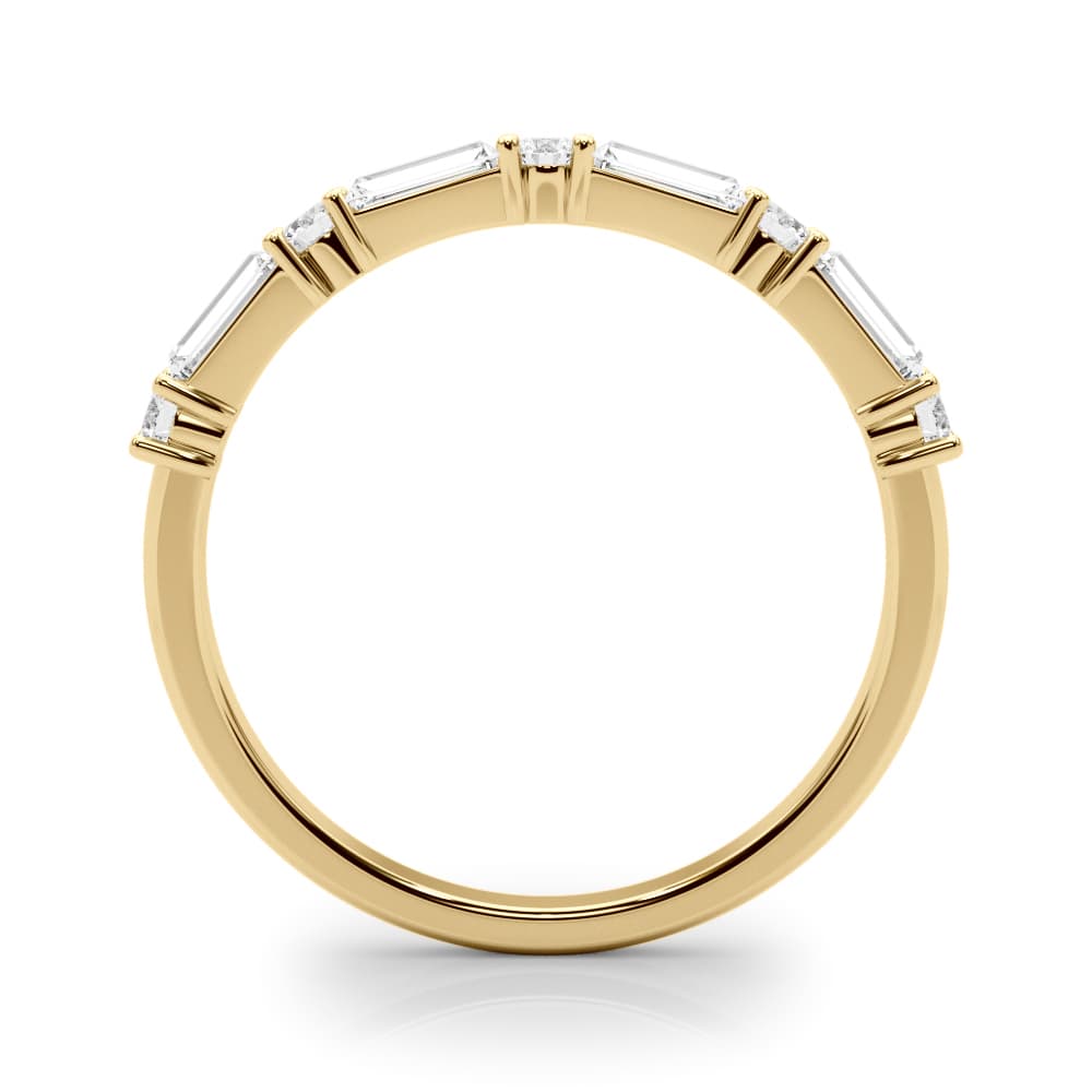 Alternating Round & Straight Baguette Wedding Band (5/8 ct. tw.), Side view in yellow gold