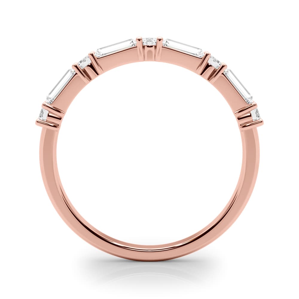 Alternating Round & Straight Baguette Wedding Band (5/8 ct. tw.), Side view in rose gold