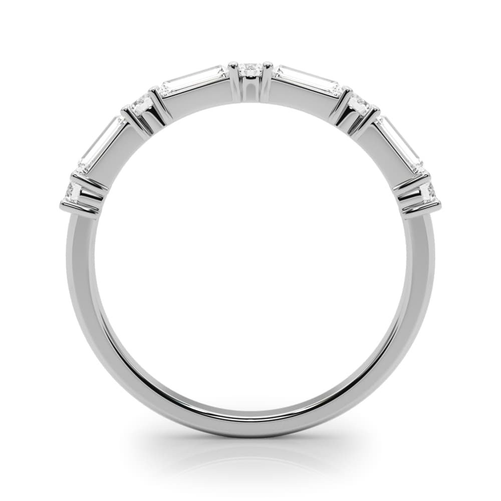 Alternating Round & Straight Baguette Wedding Band (5/8 ct. tw.), Side view in white gold or platinum