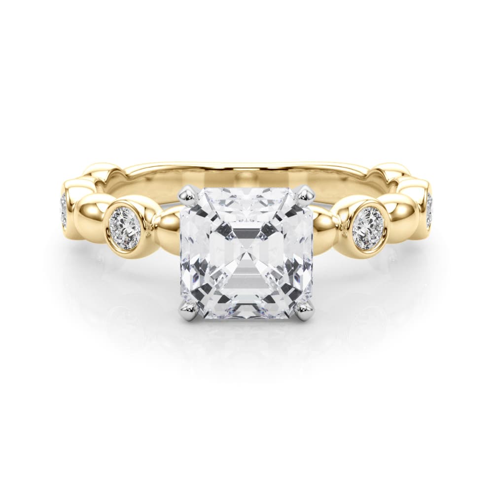 Engagement Ring, style 85371, On hand view in yellow gold