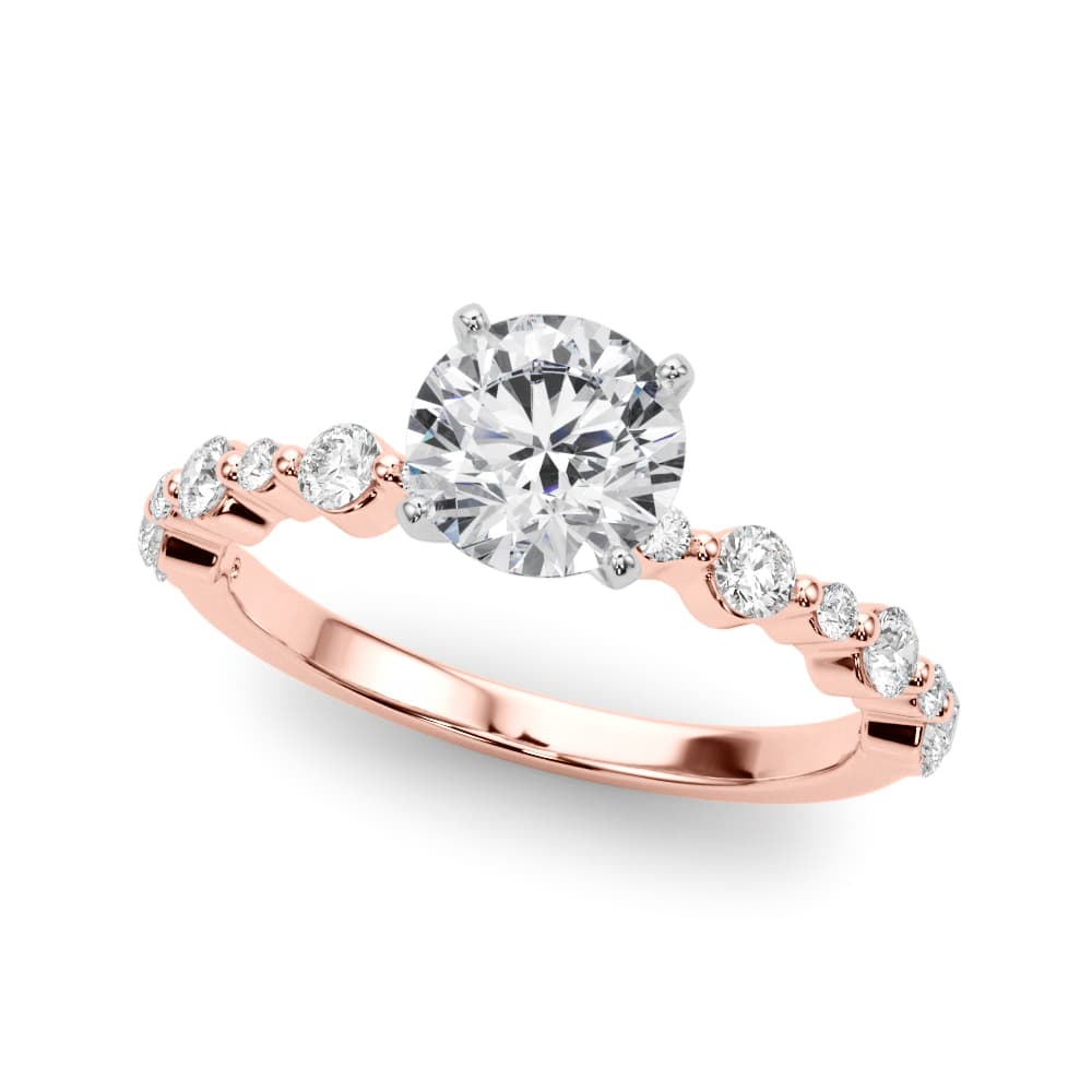 Single Shared Prong Engagement Ring, style 85373, Front view in rose gold