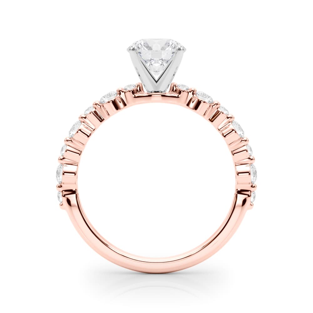 Single Shared Prong Engagement Ring, style 85373, Side view in rose gold