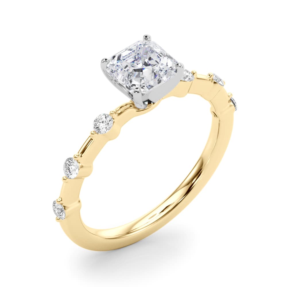 Single-Prong Engagement Ring, style 85375, Angle view in yellow gold