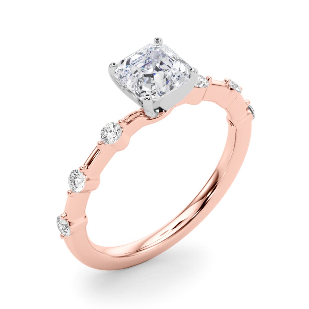 Single-Prong Engagement Ring, style 85375, Angle view in rose gold