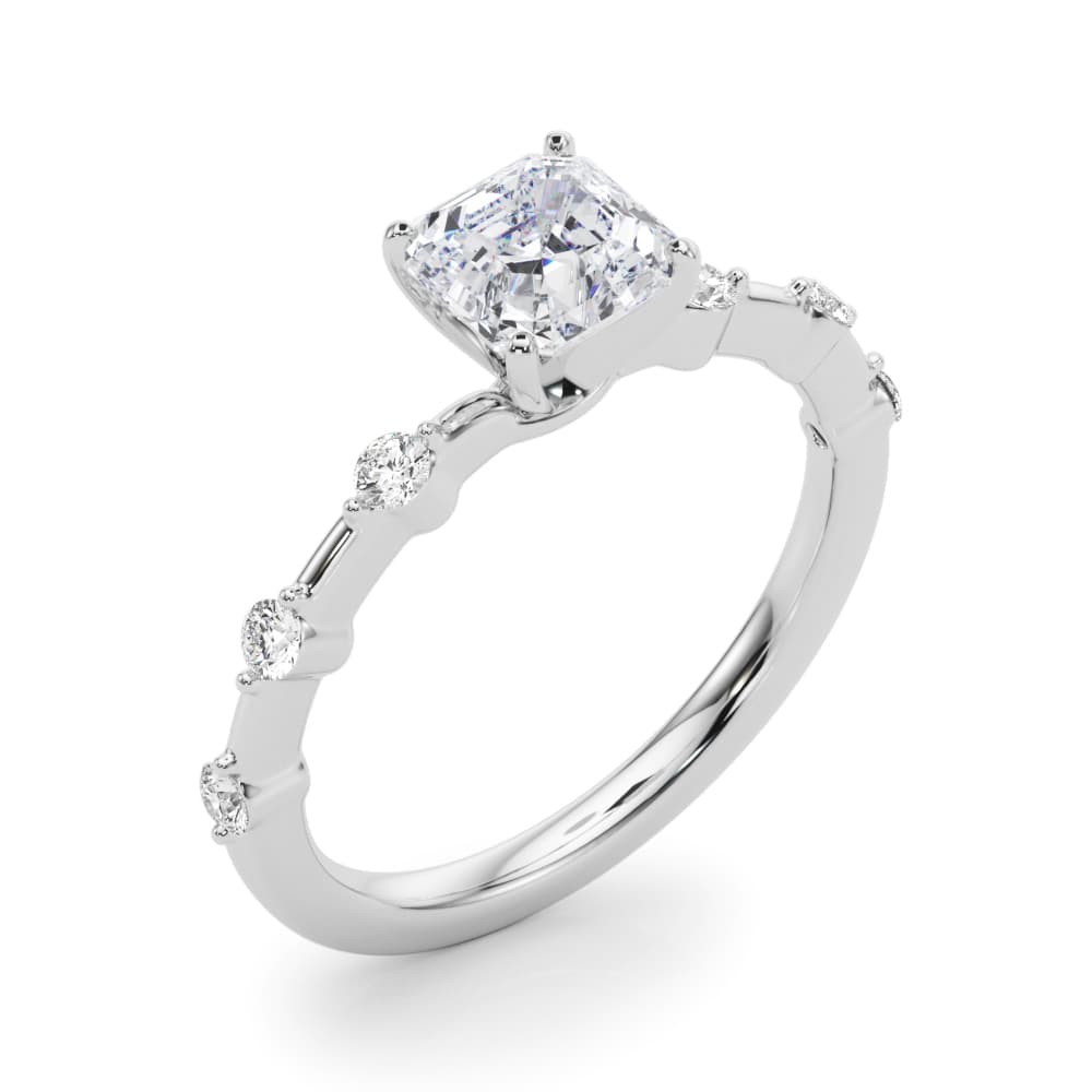 Single-Prong Engagement Ring, style 85375, Angle view in white gold or platinum