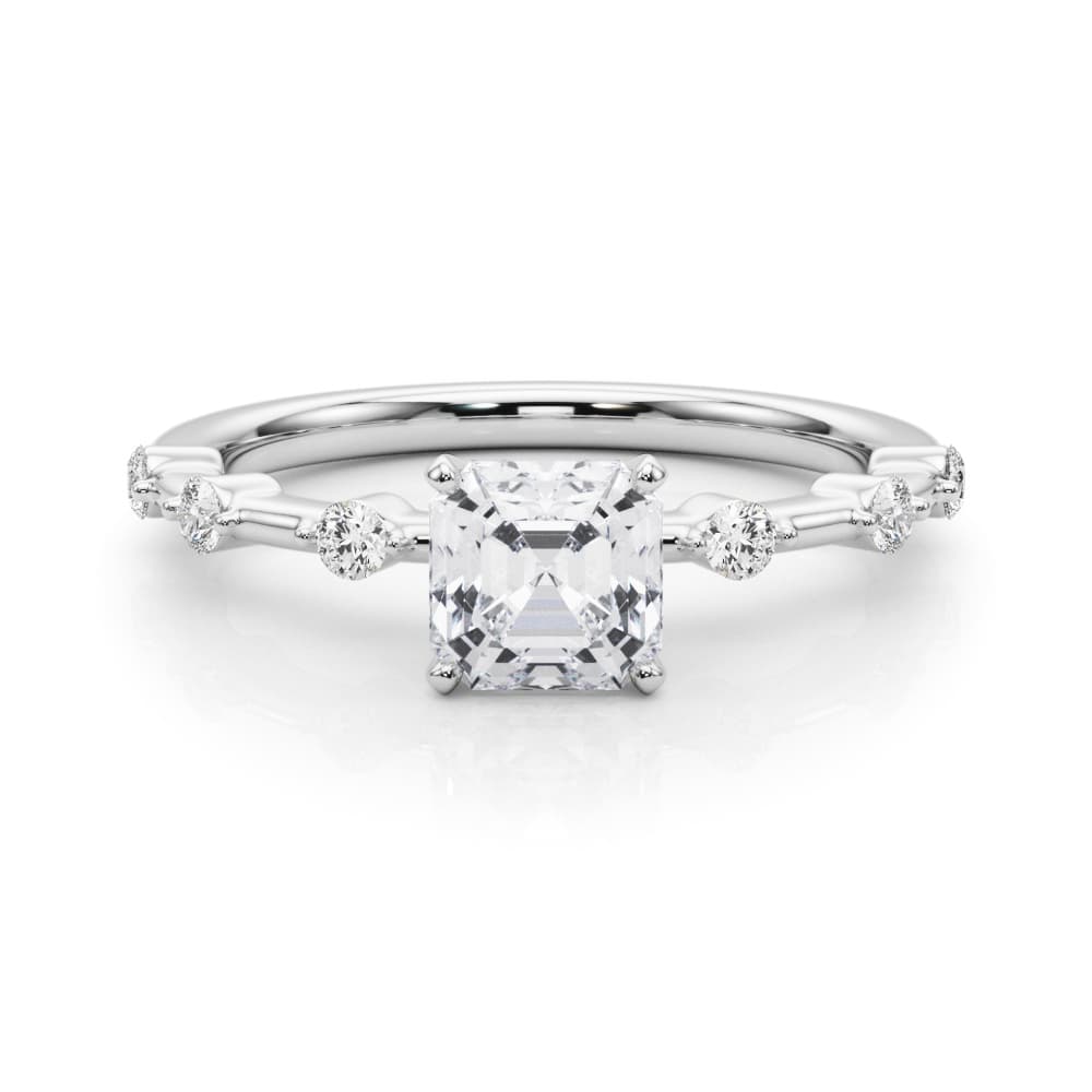 Single-Prong Engagement Ring, style 85375, On hand view in white gold or platinum