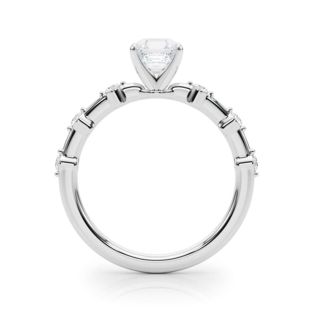 Single-Prong Engagement Ring, style 85375, Side view in white gold or platinum