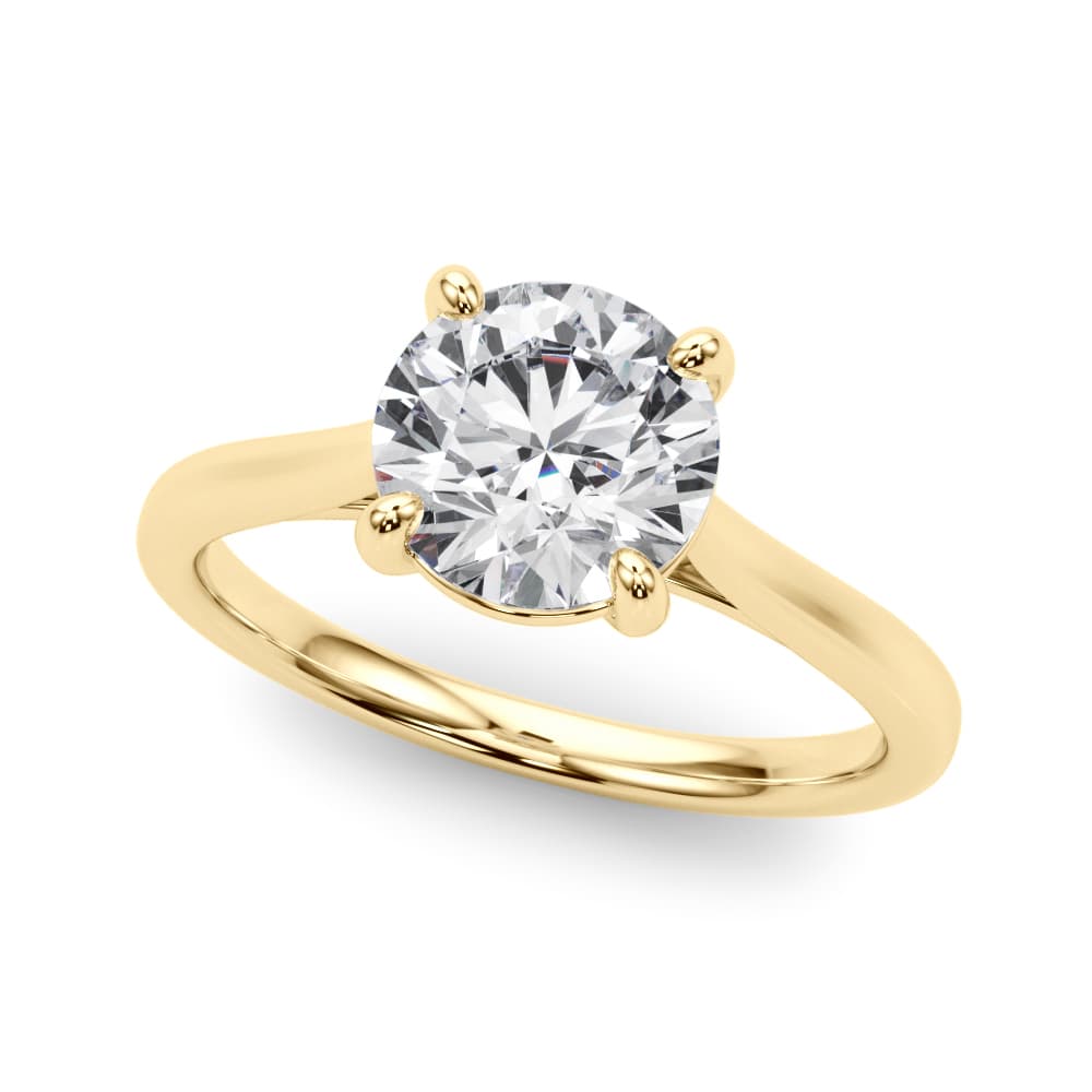 Round Solitaire Engagement Ring, style 85393, Front view in yellow gold