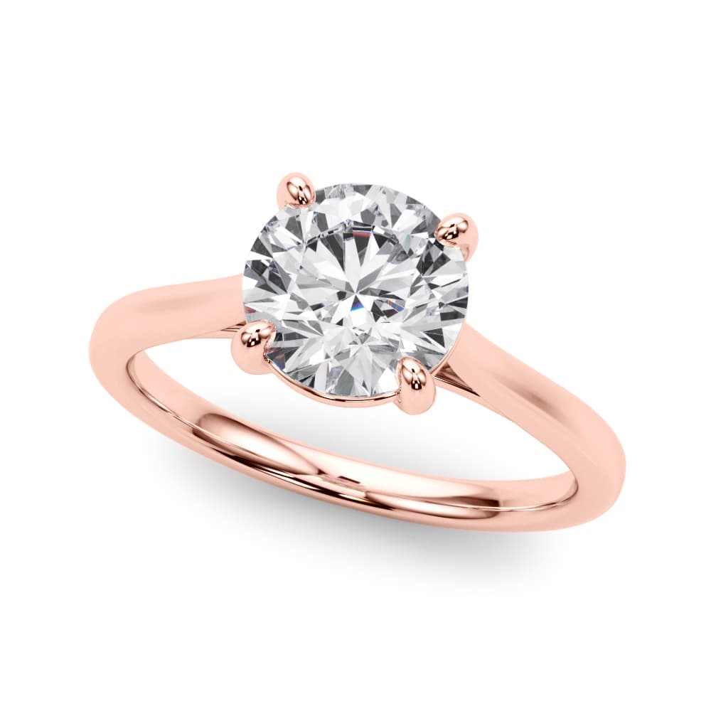 Round Solitaire Engagement Ring, style 85393, Front view in rose gold