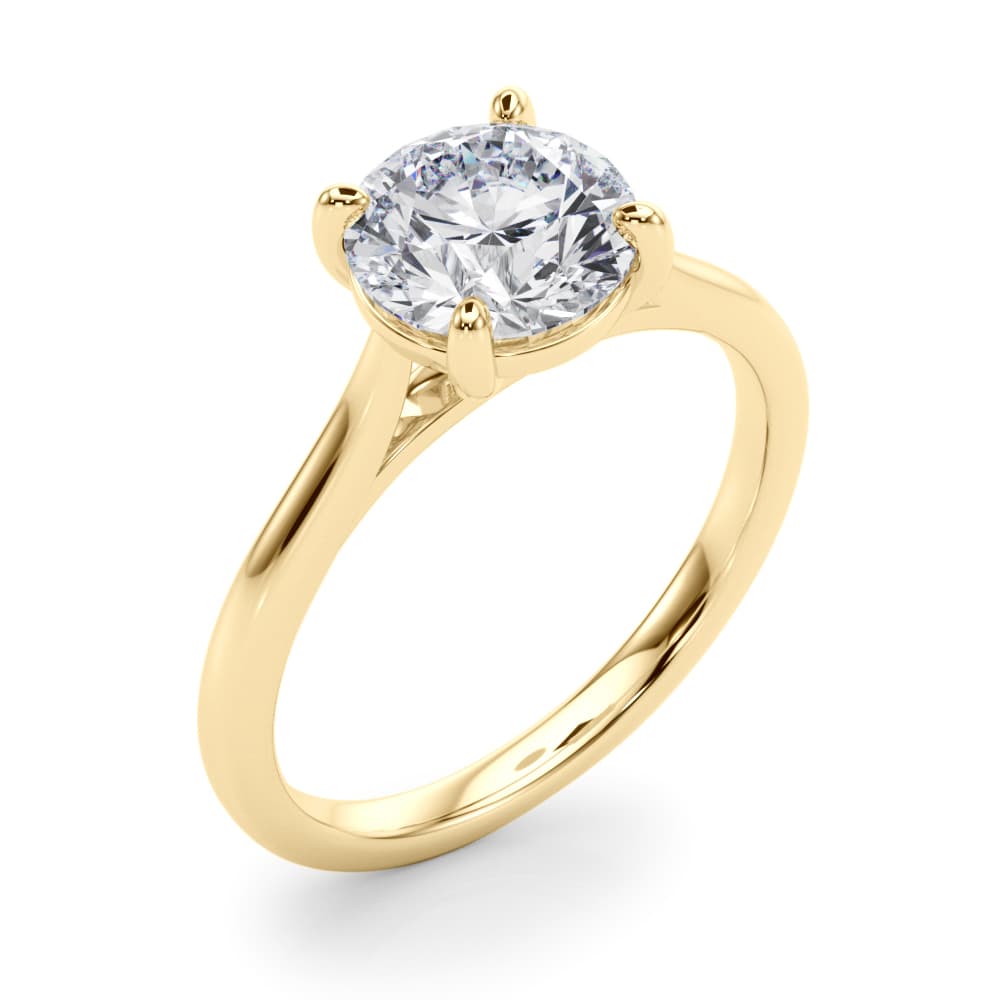 Round Solitaire Engagement Ring, style 85393, Angle view in yellow gold