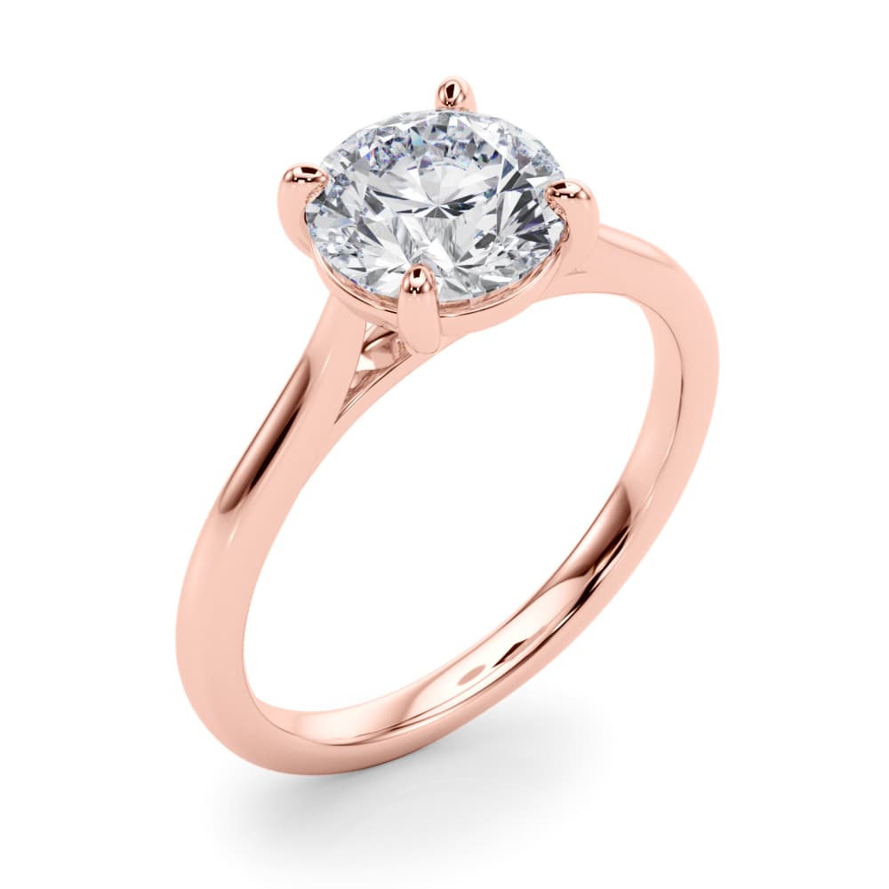 Round Solitaire Engagement Ring, style 85393, Angle view in rose gold