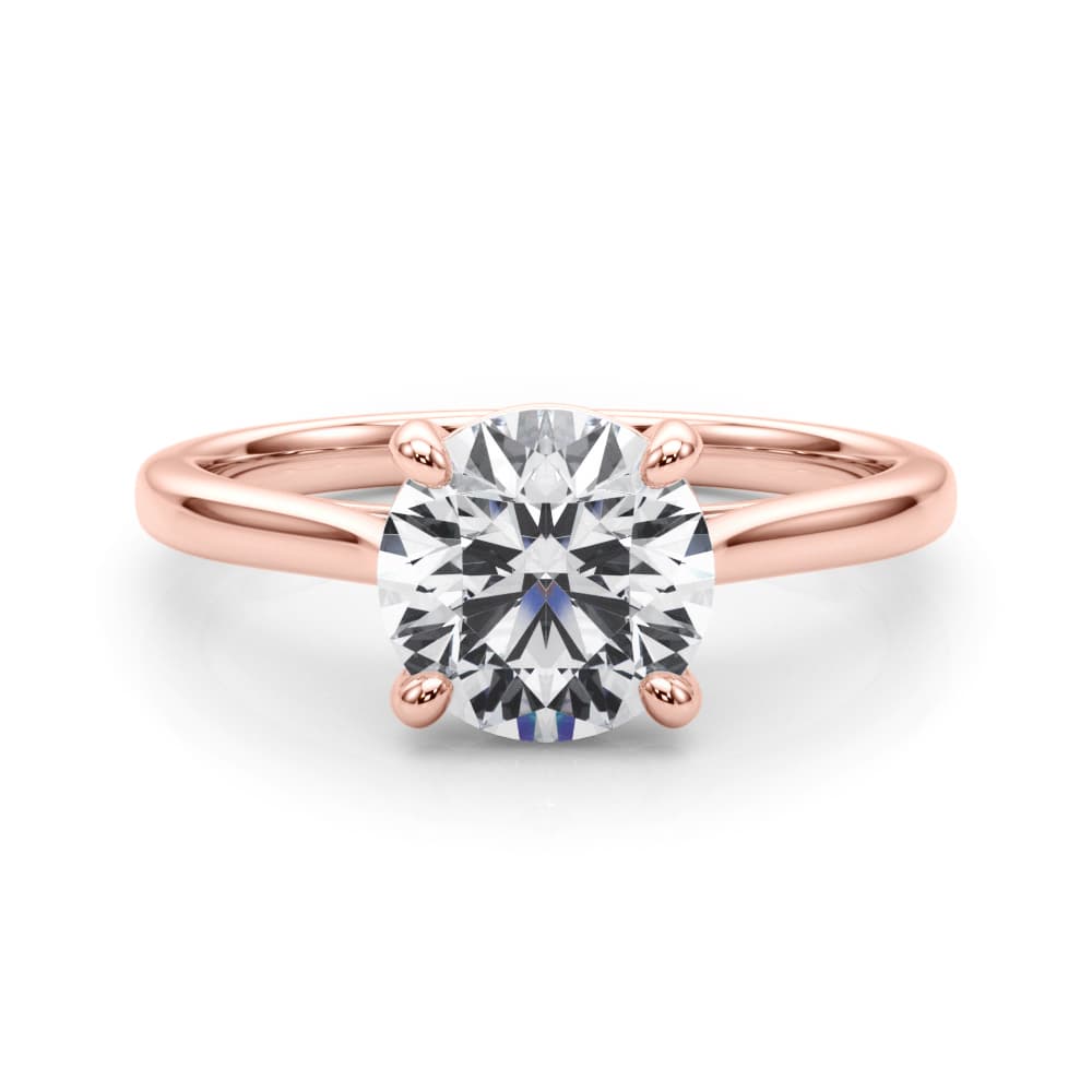 Round Solitaire Engagement Ring, style 85393, On hand view in rose gold