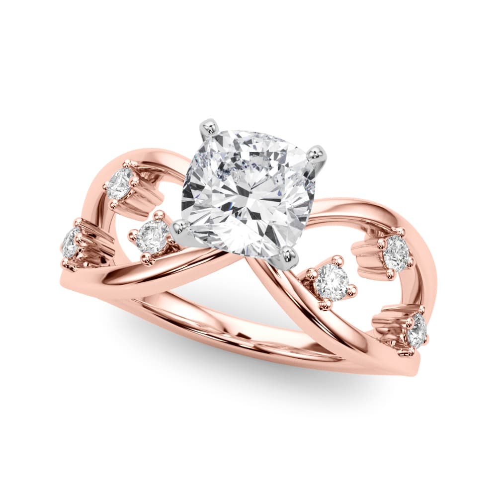 Split Shank Scattered Diamond Engagement Ring, style 85397, Front view in rose gold