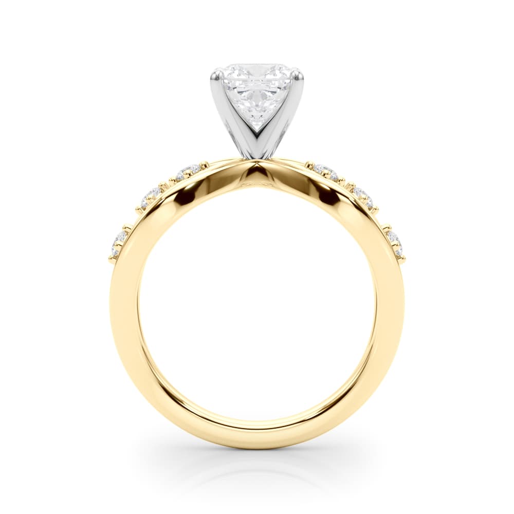 Split Shank Scattered Diamond Engagement Ring, style 85397, Side view in yellow gold