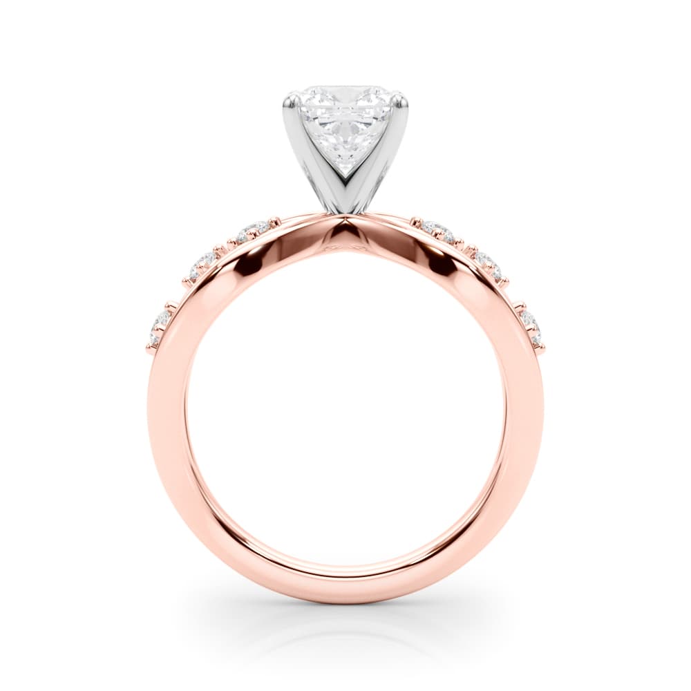 Split Shank Scattered Diamond Engagement Ring, style 85397, Side view in rose gold