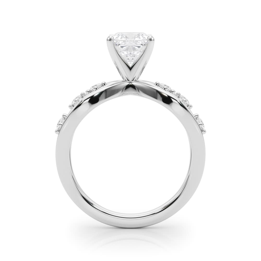 Split Shank Scattered Diamond Engagement Ring, style 85397, Side view in white gold or platinum