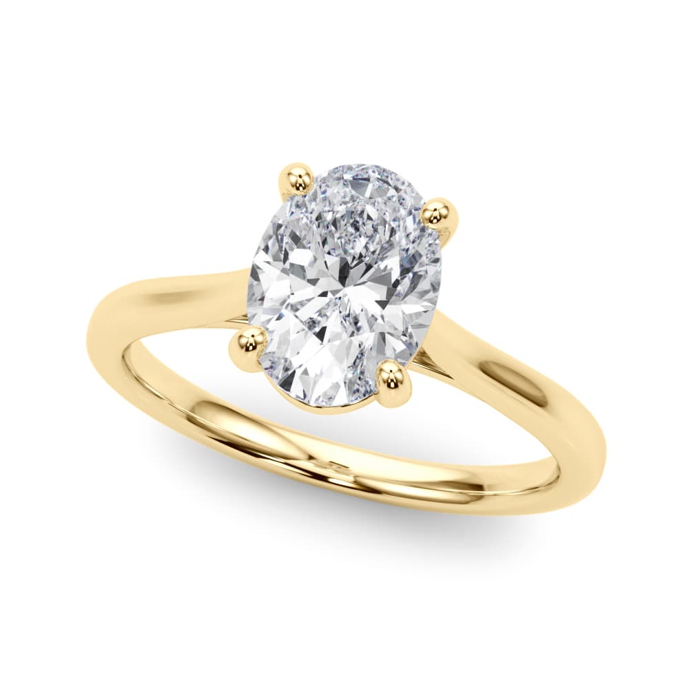 Solitaire Oval Engagement Ring, style 85398, Front view in yellow gold