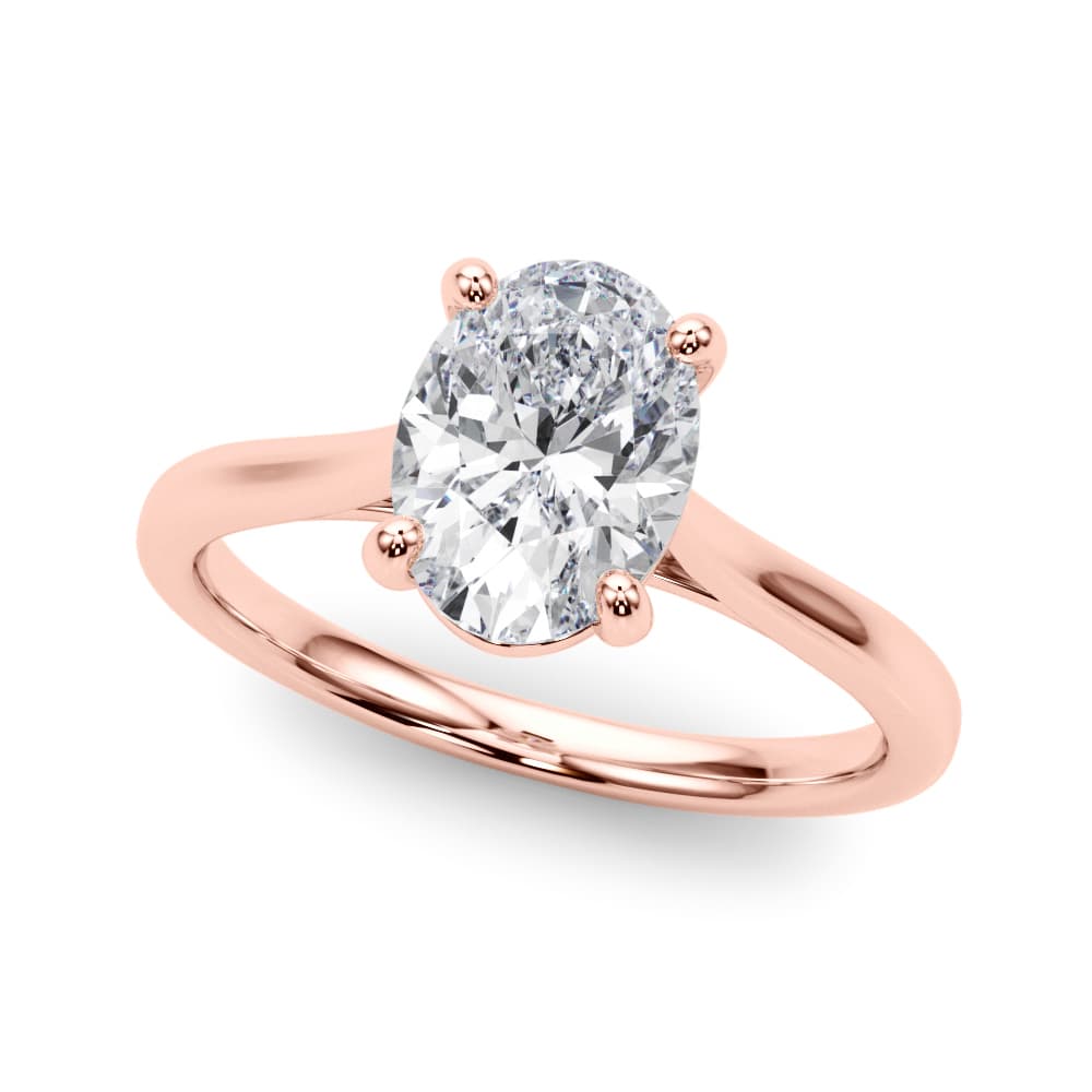 Solitaire Oval Engagement Ring, style 85398, Front view in rose gold