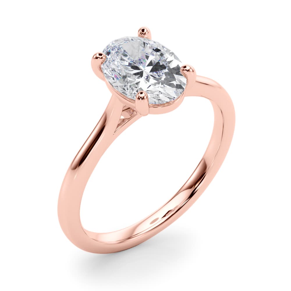 Solitaire Oval Engagement Ring, style 85398, Angle view in rose gold