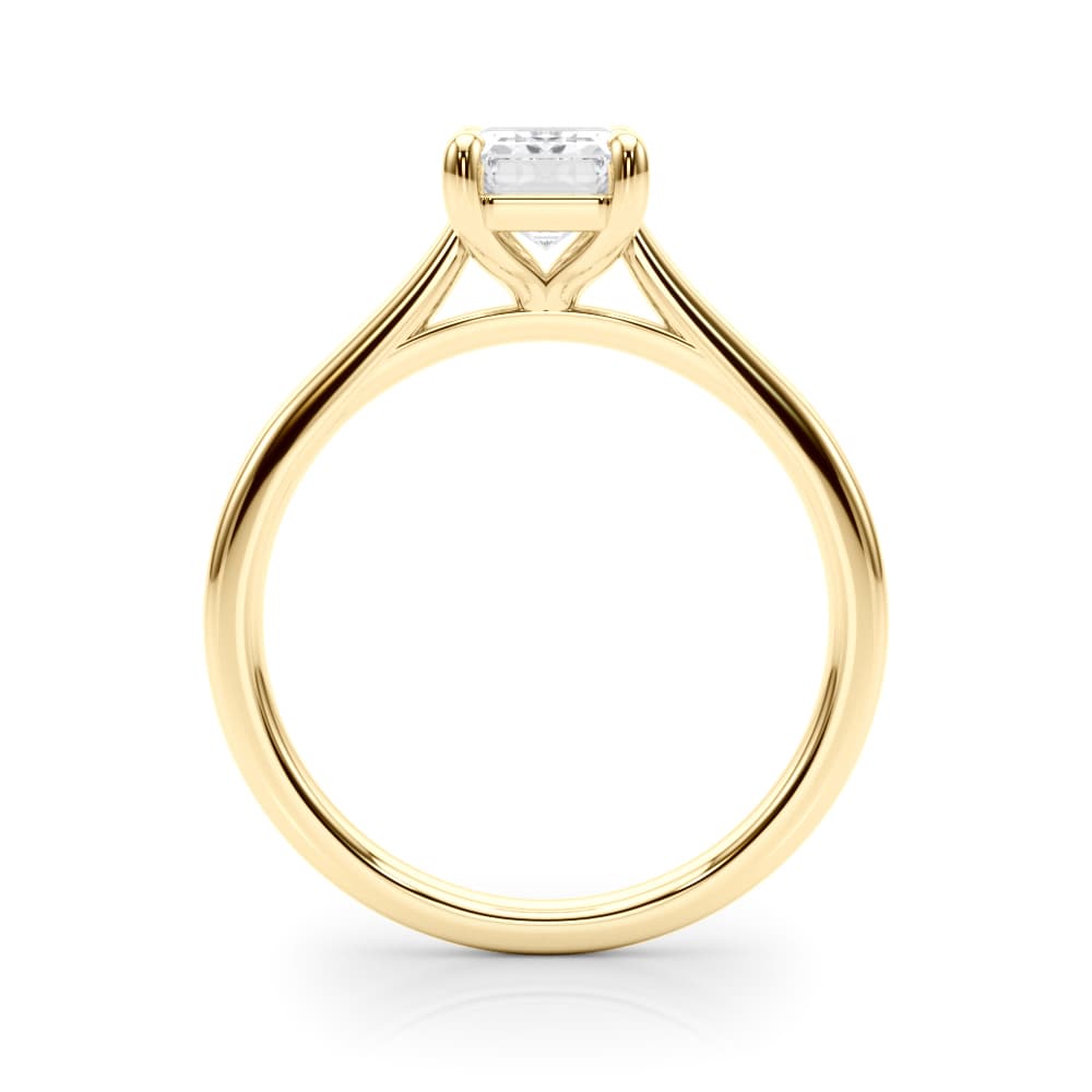 Solitaire Emerald Cut Engagement Ring, style 85399, Side view in yellow gold