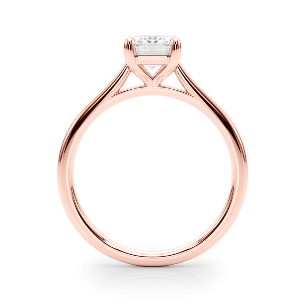 Solitaire Emerald Cut Engagement Ring, style 85399, Side view in rose gold