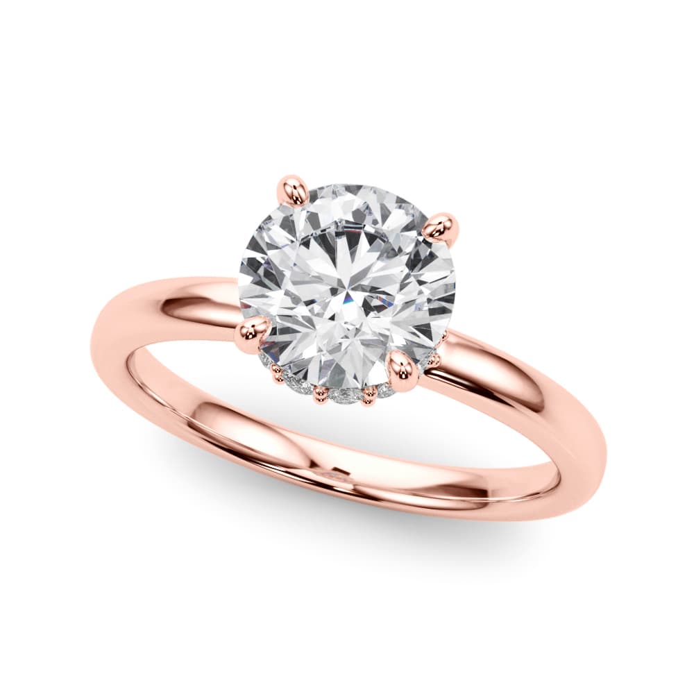 Round Hidden Halo Engagement Ring, style 85400, Front view in rose gold