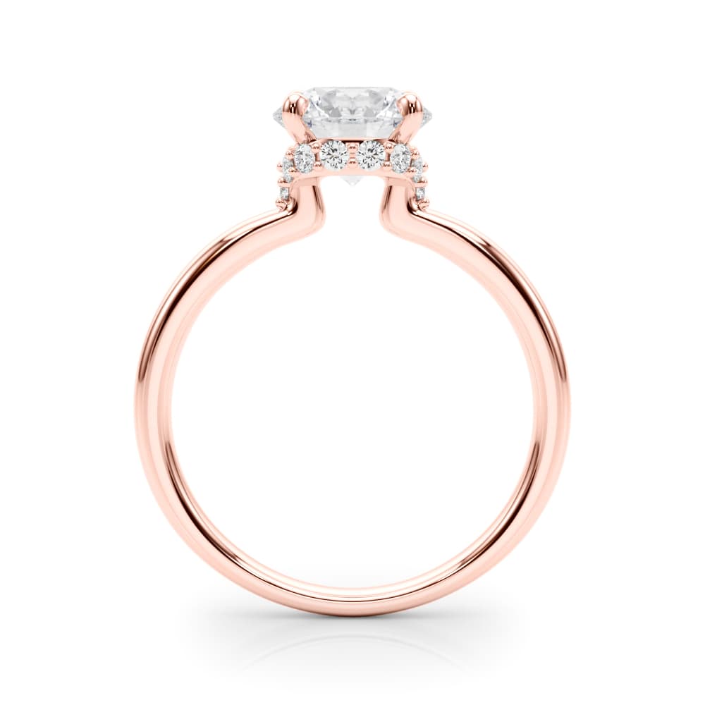 Round Hidden Halo Engagement Ring, style 85400, Side view in rose gold