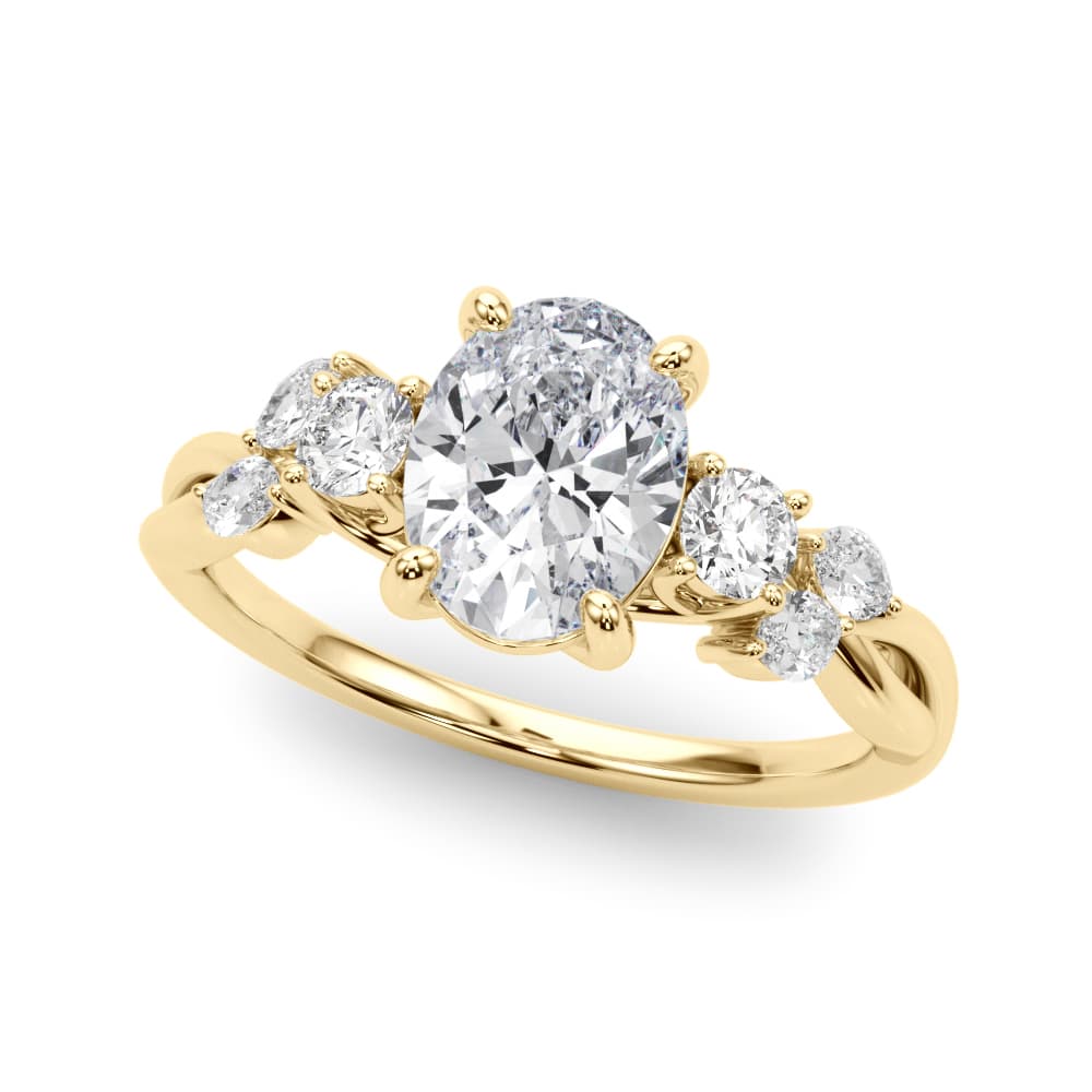 Scattered Oval Engagement Ring, style 85401, Front view in yellow gold