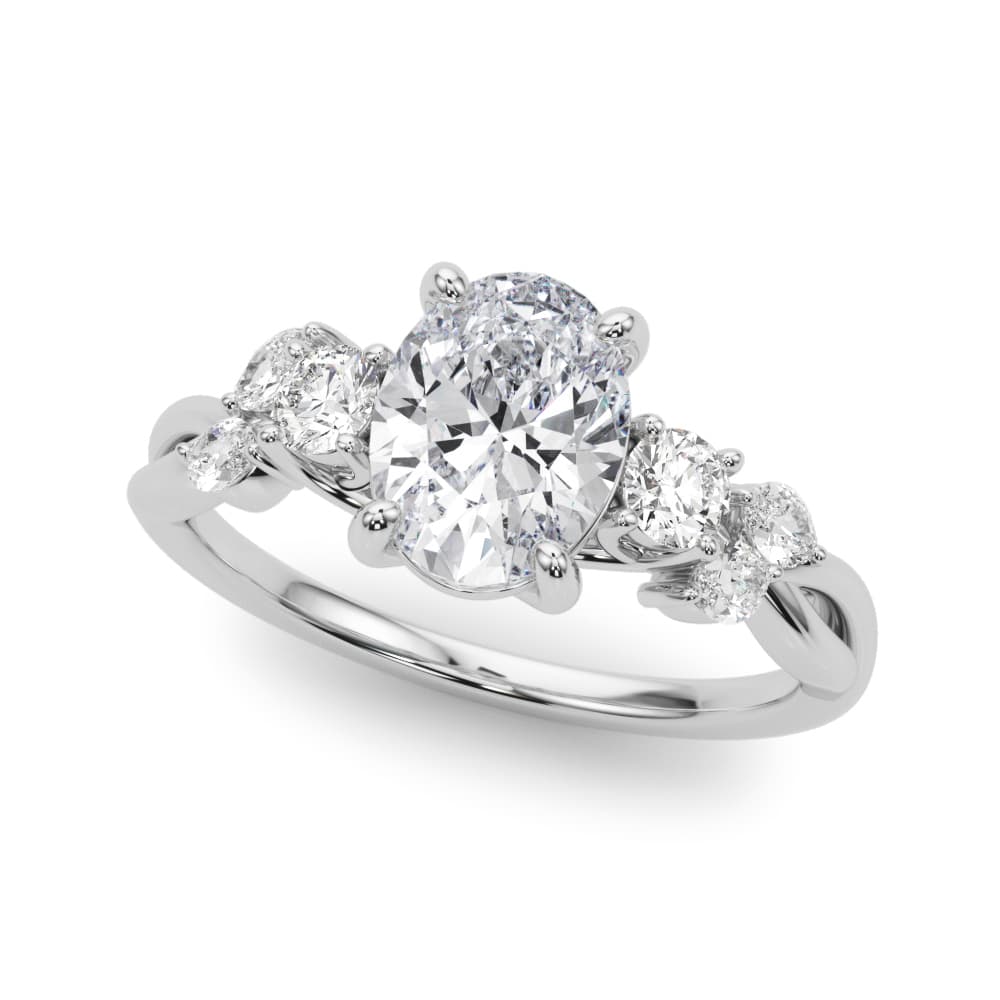 Scattered Oval Engagement Ring — style 85401 in 10k White Gold