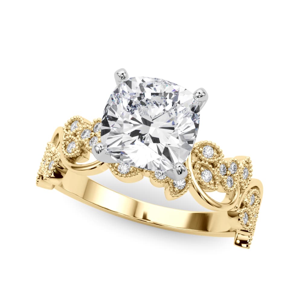 Floral Engagement Ring, style 85403, Front view in yellow gold