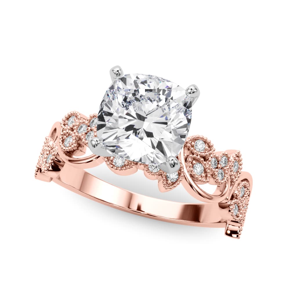Floral Engagement Ring, style 85403, Front view in rose gold