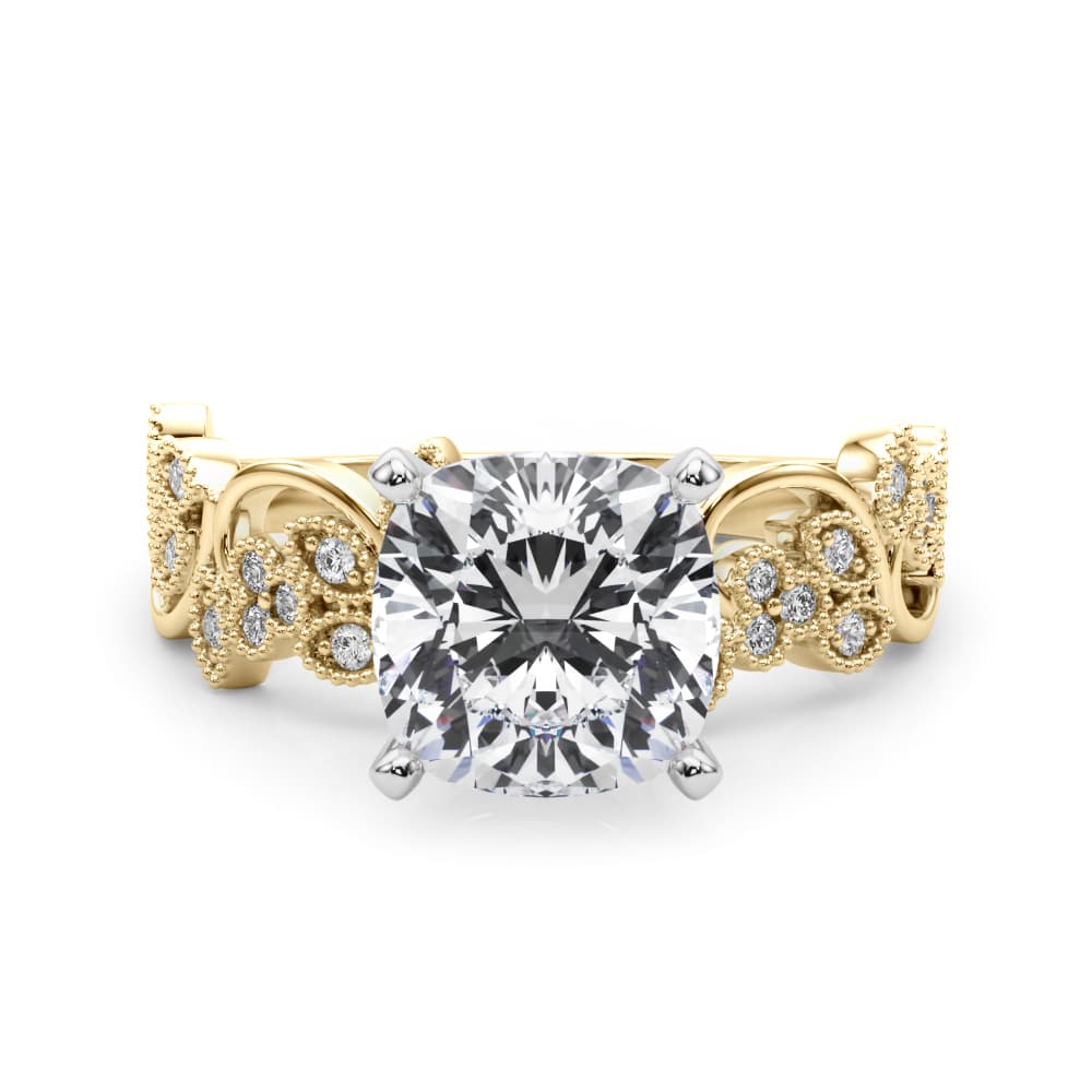Floral Engagement Ring, style 85403, On hand view in yellow gold