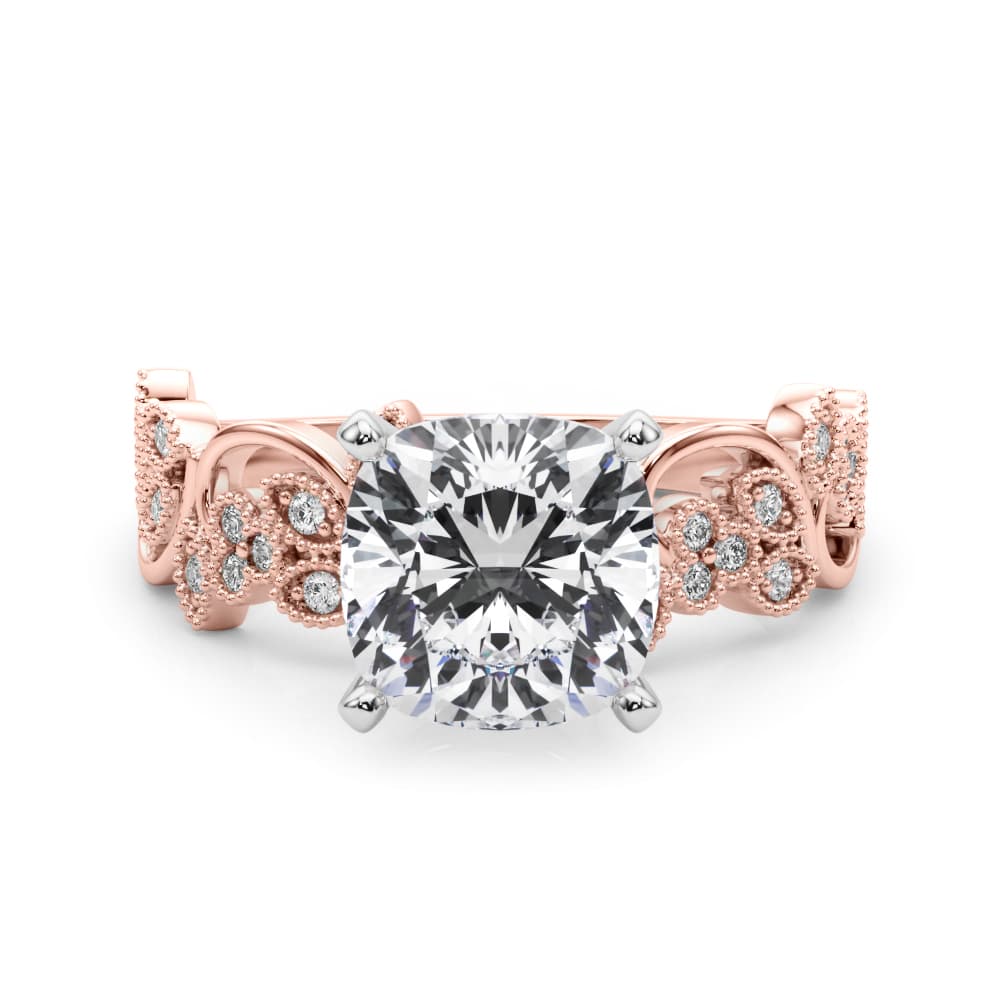 Floral Engagement Ring, style 85403, On hand view in rose gold