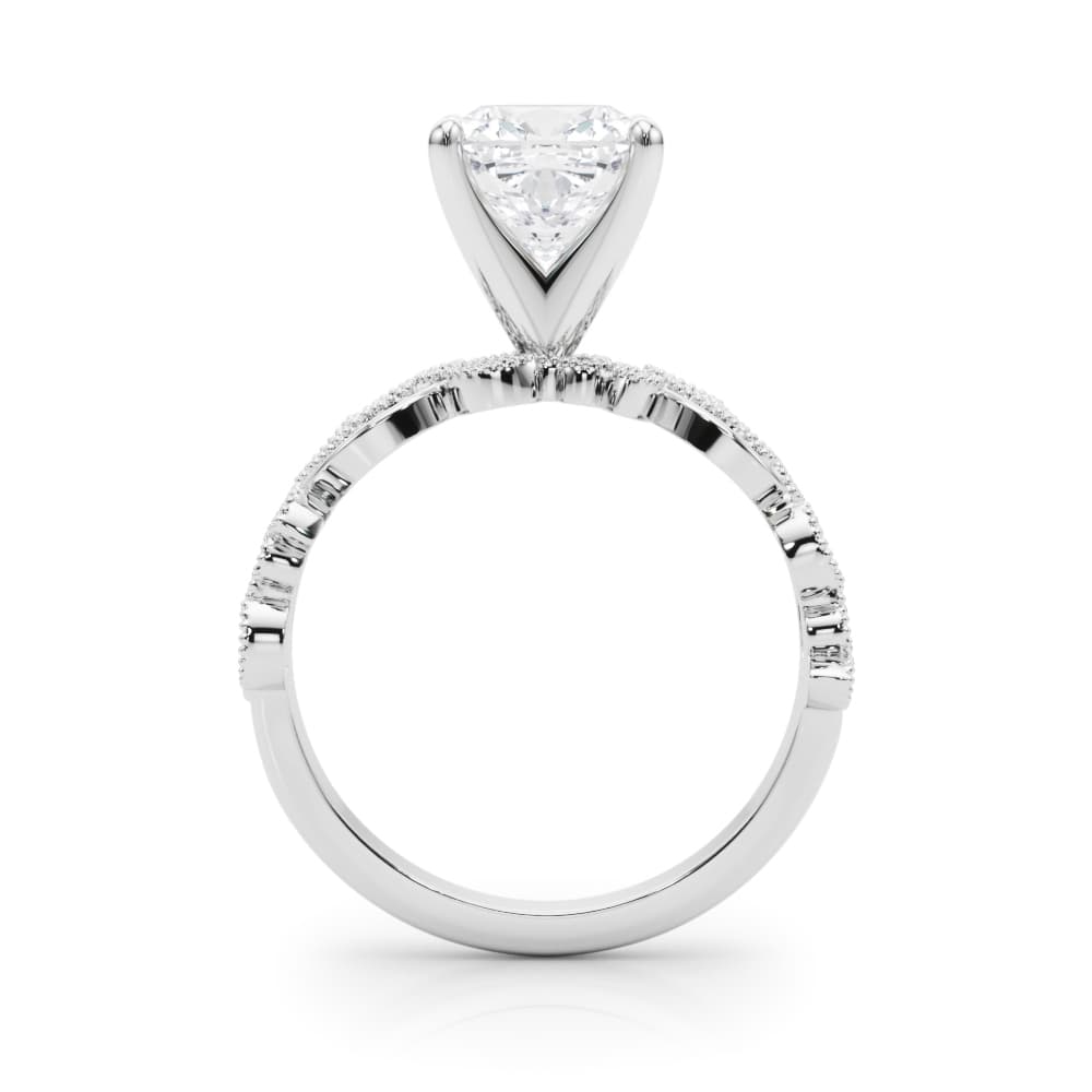 Floral Engagement Ring, style 85403, Side view in white gold or platinum