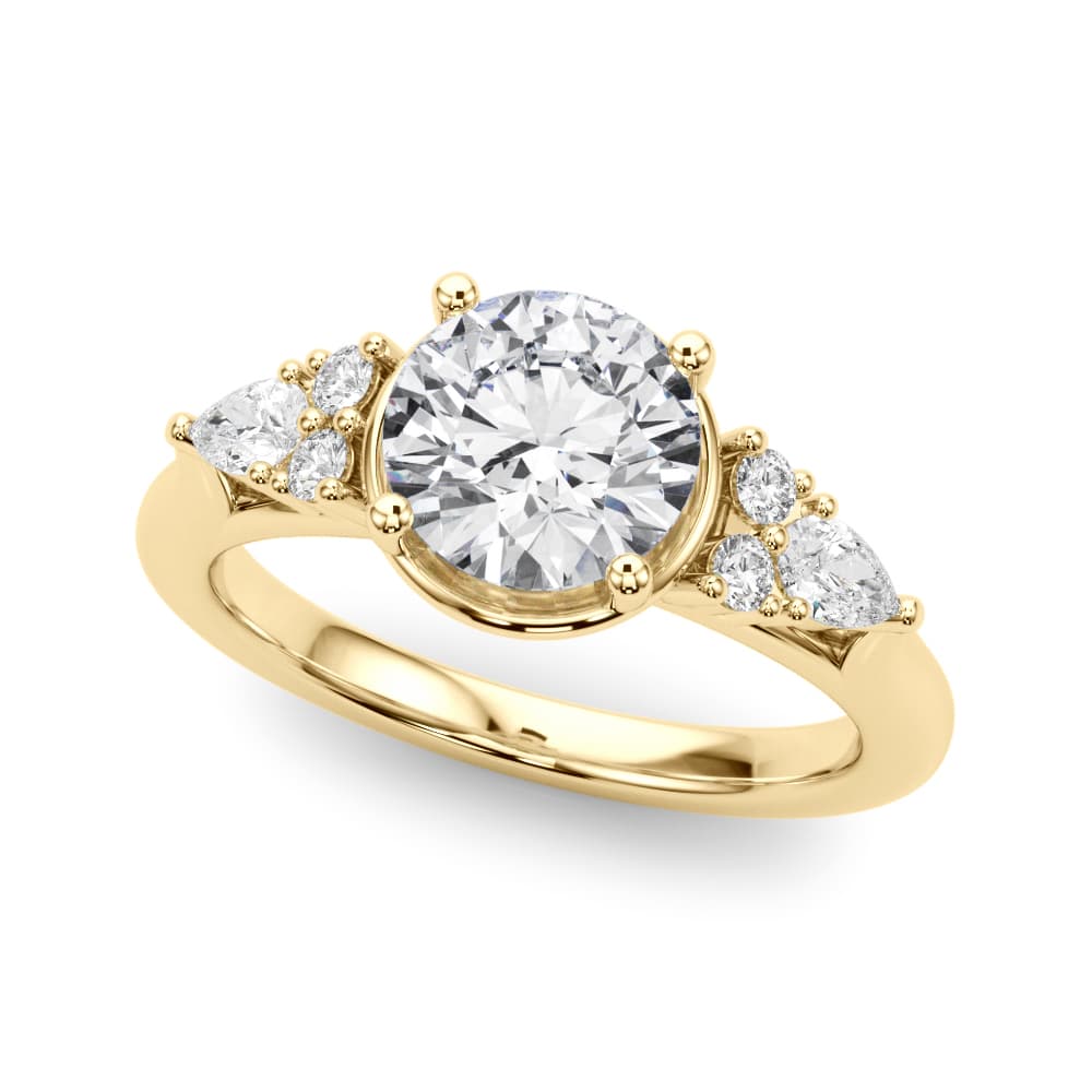 Contemporary Round Engagement Ring, style 85405, Front view in yellow gold