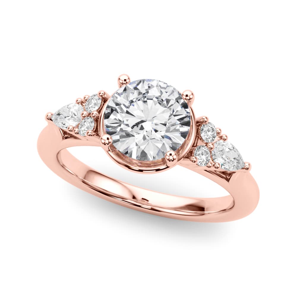 Contemporary Round Engagement Ring, style 85405, Front view in rose gold