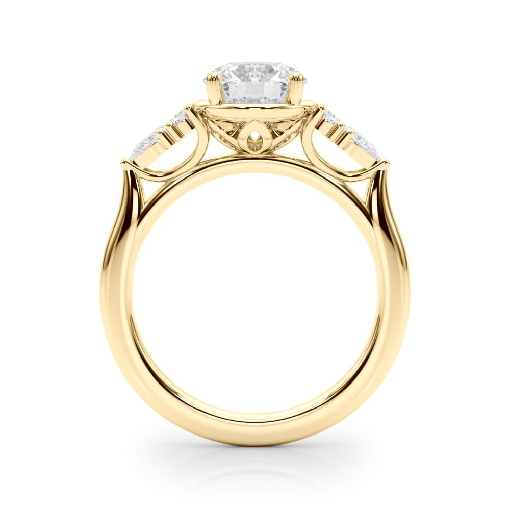 Contemporary Round Engagement Ring, style 85405, Side view in yellow gold