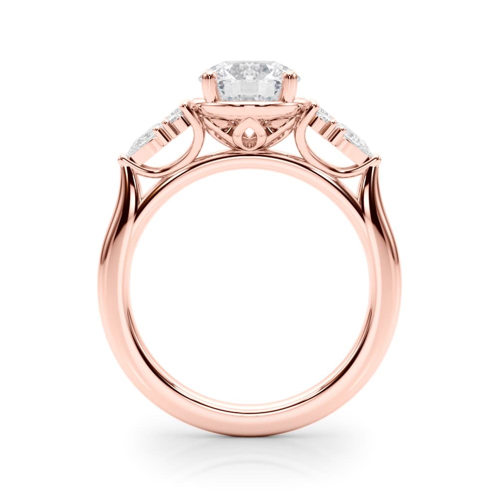 Contemporary Round Engagement Ring, style 85405, Side view in rose gold